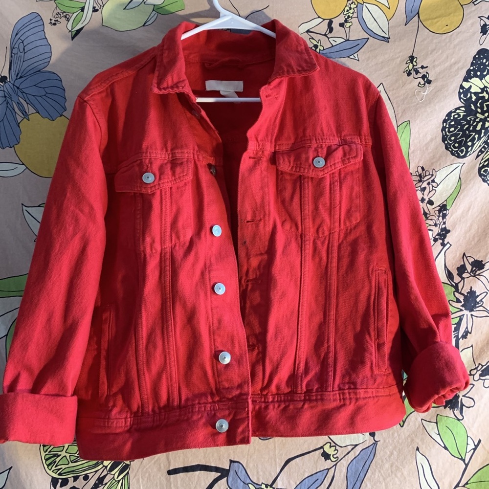H&M red denim jacket